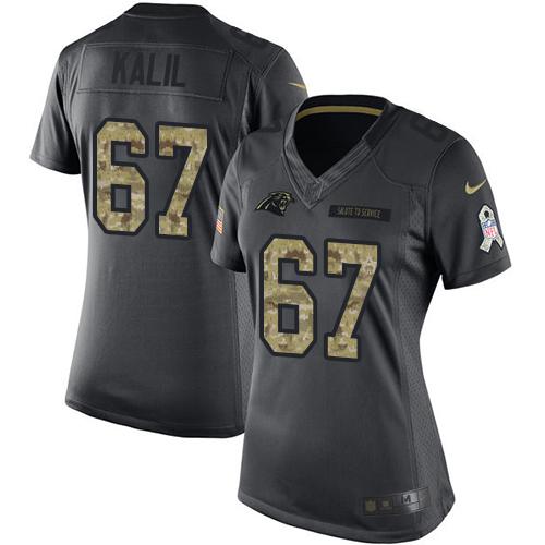 Carolina Panthers #67 Ryan Kalil Black Women's Stitched Limited 2016 Salute to Service Jersey Womens cheap jerseys for sale - CheapJerseys.Shop