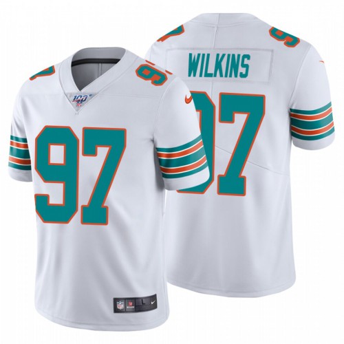 Miami Dolphins #97 Christian Wilkins White Alternate Men's Stitched 100th Season Vapor Untouchable Limited Jersey Men's cheap jerseys for sale - CheapJerseys.Shop