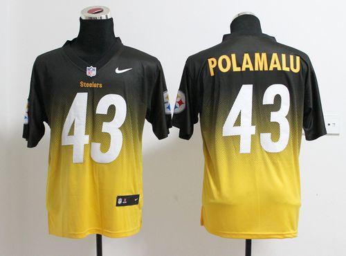Steelers #43 Troy Polamalu Black/Gold Men's Stitched Elite Fadeaway Fashion Jersey cheap jerseys for sale - CheapJerseys.Shop