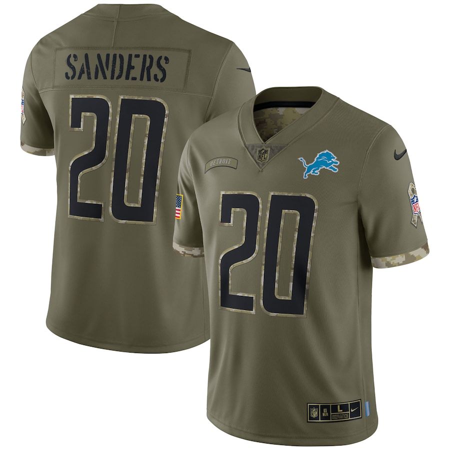 Detroit Lions #20 Barry Sanders Men's 2022 Salute To Service Limited Jersey - Olive cheap jerseys for sale - CheapJerseys.Shop