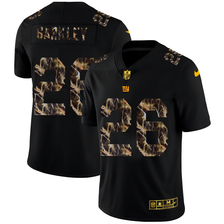 New York Giants #26 Saquon Barkley Men's Black Flocked Lightning Vapor Limited Jersey cheap jerseys for sale - CheapJerseys.Shop