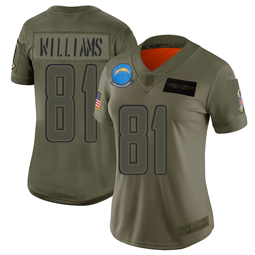 Los Angeles Chargers #81 Mike Williams Camo Women's Stitched Limited 2019 Salute to Service Jersey Womens cheap jerseys for sale - CheapJerseys.Shop