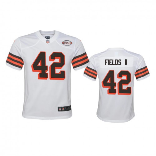 Youth Cleveland Browns #42 Tony Fields II 1946 Collection Alternate Game Limited Jersey - White Youth cheap jerseys for sale - CheapJerseys.Shop
