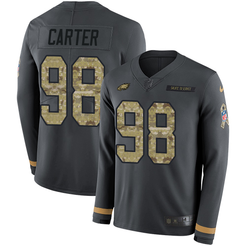 Eagles #98 Jalen Carter Anthracite Salute To Service Men's Stitched Limited Therma Long Sleeve Jersey cheap jerseys for sale - CheapJerseys.Shop