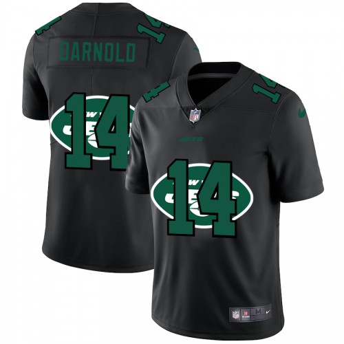 New York New York Jets #14 Sam Darnold Men's Team Logo Dual Overlap Limited Jersey Black Men's cheap jerseys for sale - CheapJerseys.Shop