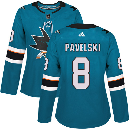 San Jose Sharks #8 Joe Pavelski Teal Home Authentic Women's Stitched Jersey Womens cheap jerseys for sale - CheapJerseys.Shop