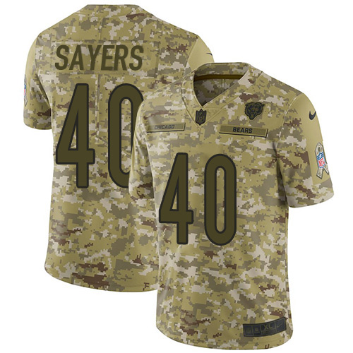 Chicago Bears #40 Gale Sayers Camo Men's Stitched Limited 2018 Salute To Service Jersey Men's cheap jerseys for sale - CheapJerseys.Shop