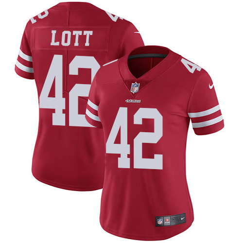San Francisco 49ers #42 Ronnie Lott Red Team Color Women's Stitched Vapor Untouchable Limited Jersey Womens cheap jerseys for sale - CheapJerseys.Shop