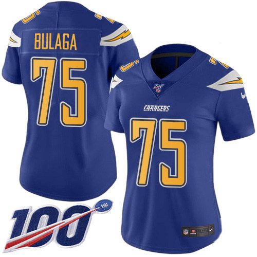 Los Angeles Chargers #75 Bryan Bulaga Electric Blue Women's Stitched Limited Rush 100th Season Jersey Womens cheap jerseys for sale - CheapJerseys.Shop