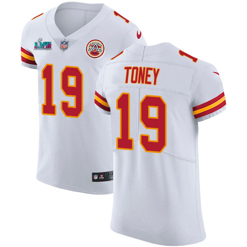 Chiefs #19 Kadarius Toney White Super Bowl LVII Patch Men's Stitched Vapor Untouchable Elite Jersey cheap jerseys for sale - CheapJerseys.Shop