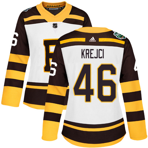 Boston Bruins #46 David Krejci White Authentic 2019 Winter Classic Women's Stitched Jersey Womens cheap jerseys for sale - CheapJerseys.Shop