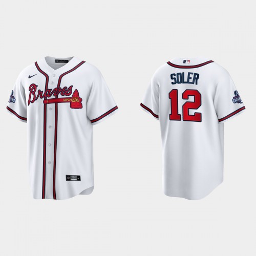 Atlanta Atlanta Braves #12 Jorge Soler Men's 2021 World Series Champions Patch Game Jersey - White Men's cheap jerseys for sale - CheapJerseys.Shop