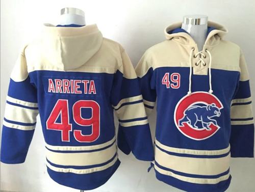 Cubs #49 Jake Arrieta Blue Sawyer Hooded Sweatshirt Hoodie cheap jerseys for sale - CheapJerseys.Shop