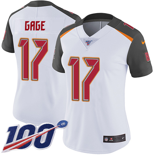 Buccaneers #17 Russell Gage White Women's Stitched 100th Season Vapor Untouchable Limited Jersey cheap jerseys for sale - CheapJerseys.Shop