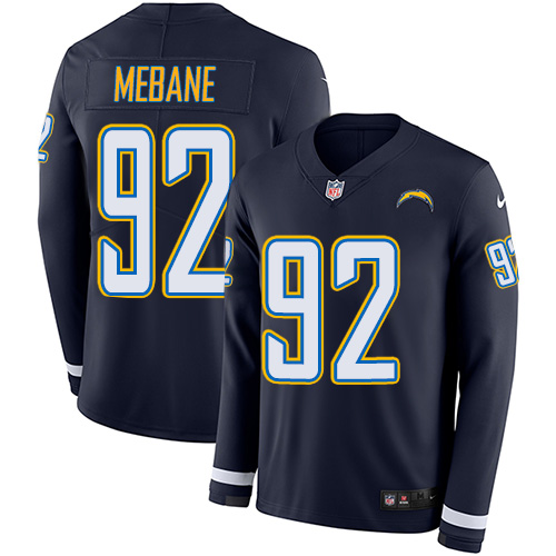Los Angeles Chargers #92 Brandon Mebane Navy Blue Team Color Men's Stitched Limited Therma Long Sleeve Jersey Men's cheap jerseys for sale - CheapJerseys.Shop