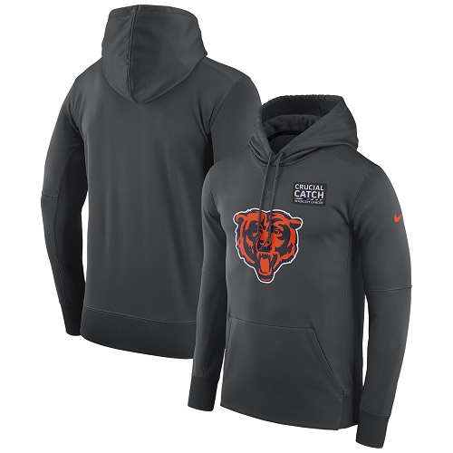 Men's Chicago Bears Anthracite Crucial Catch Performance Pullover Hoodie cheap jerseys for sale - CheapJerseys.Shop