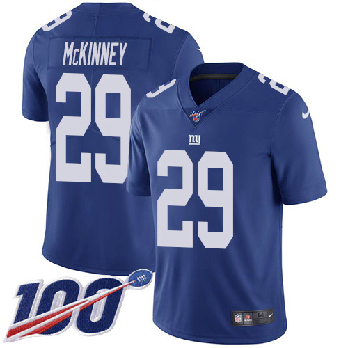 New York Giants #29 Xavier McKinney Royal Blue Team Color Men's Stitched 100th Season Vapor Untouchable Limited Jersey Men's cheap jerseys for sale - CheapJerseys.Shop