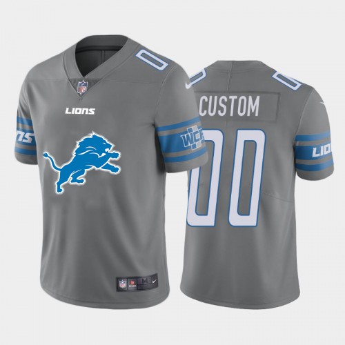 Detroit Lions Custom Gray Men's Big Team Logo Vapor Limited Jersey cheap jerseys for sale - CheapJerseys.Shop