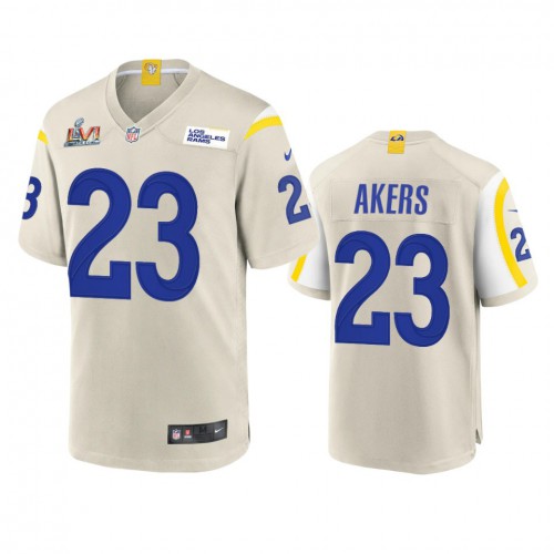Los Angeles Los Angeles Rams #23 Cam Akers Men's Super Bowl LVI Patch Game Jersey - Bone Men's cheap jerseys for sale - CheapJerseys.Shop