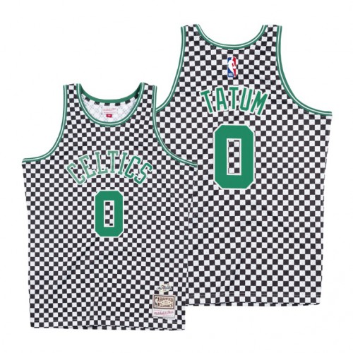 Mitchell & Ness Boston Celtics #0 Jayson Tatum White Checkerboard HWC Throwback Jersey Mens cheap jerseys for sale - CheapJerseys.Shop