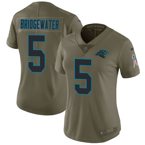 Carolina Panthers #5 Teddy Bridgewater Olive Women's Stitched Limited 2017 Salute To Service Jersey Womens cheap jerseys for sale - CheapJerseys.Shop