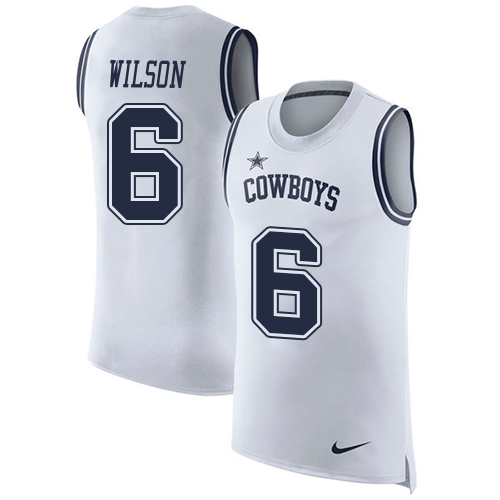 Cowboys #6 Donovan Wilson White Men's Stitched Limited Rush Tank Top Jersey cheap jerseys for sale - CheapJerseys.Shop