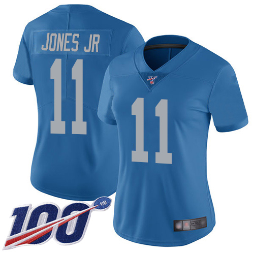 Detroit Lions #11 Marvin Jones Jr Blue Throwback Women's Stitched 100th Season Vapor Limited Jersey Womens cheap jerseys for sale - CheapJerseys.Shop