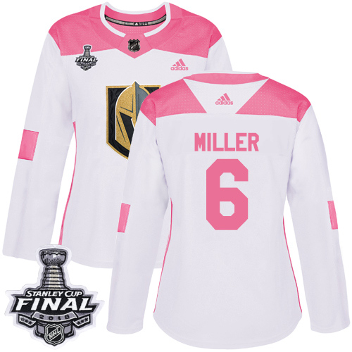 Golden Vegas Golden Knights #6 Colin Miller White/Pink Authentic Fashion 2018 Stanley Cup Final Women's Stitched Jersey Womens cheap jerseys for sale - CheapJerseys.Shop