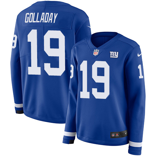 New York Giants #19 Kenny Golladay Royal Blue Team Color Women's Stitched Limited Therma Long Sleeve Jersey Womens cheap jerseys for sale - CheapJerseys.Shop