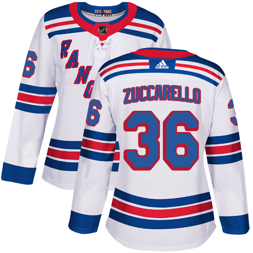 New York Rangers #36 Mats Zuccarello White Road Authentic Women's Stitched Jersey Womens cheap jerseys for sale - CheapJerseys.Shop