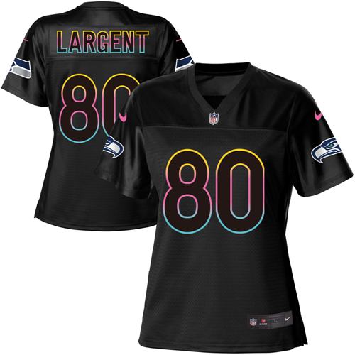Seahawks #80 Steve Largent Black Women's Fashion Game Jersey cheap jerseys for sale - CheapJerseys.Shop