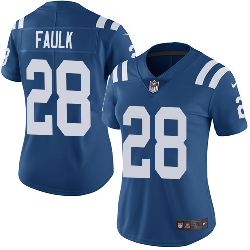 Indianapolis Colts #28 Marshall Faulk Royal Blue Team Color Women's Stitched Vapor Untouchable Limited Jersey Womens cheap jerseys for sale - CheapJerseys.Shop
