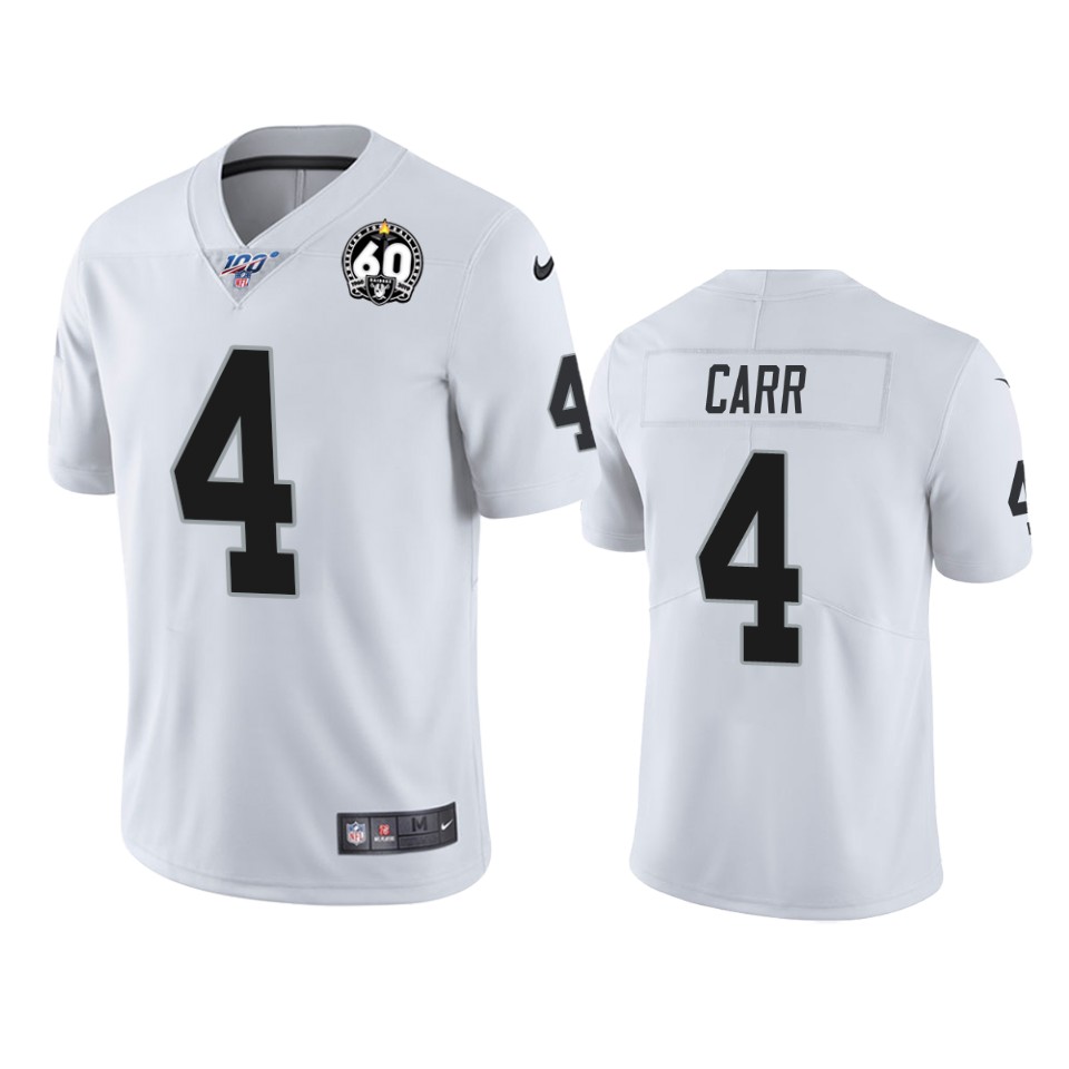 Raiders #4 Derek Carr White 60th Anniversary Vapor Limited Stitched 100th Season Jersey cheap jerseys for sale - CheapJerseys.Shop