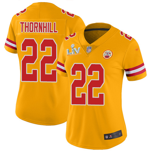 Kansas City Chiefs #22 Juan Thornhill Gold Women's Super Bowl LV Bound Stitched Limited Inverted Legend Jersey Womens cheap jerseys for sale - CheapJerseys.Shop