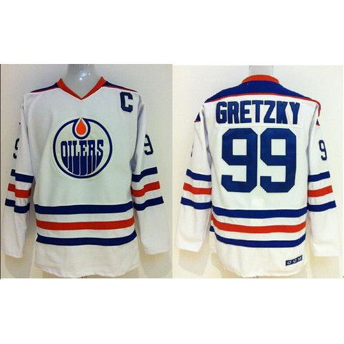 Edmonton Oilers Wayne Gretzky #99 Stitched White CCM Throwback Jersey Men's cheap jerseys for sale - CheapJerseys.Shop