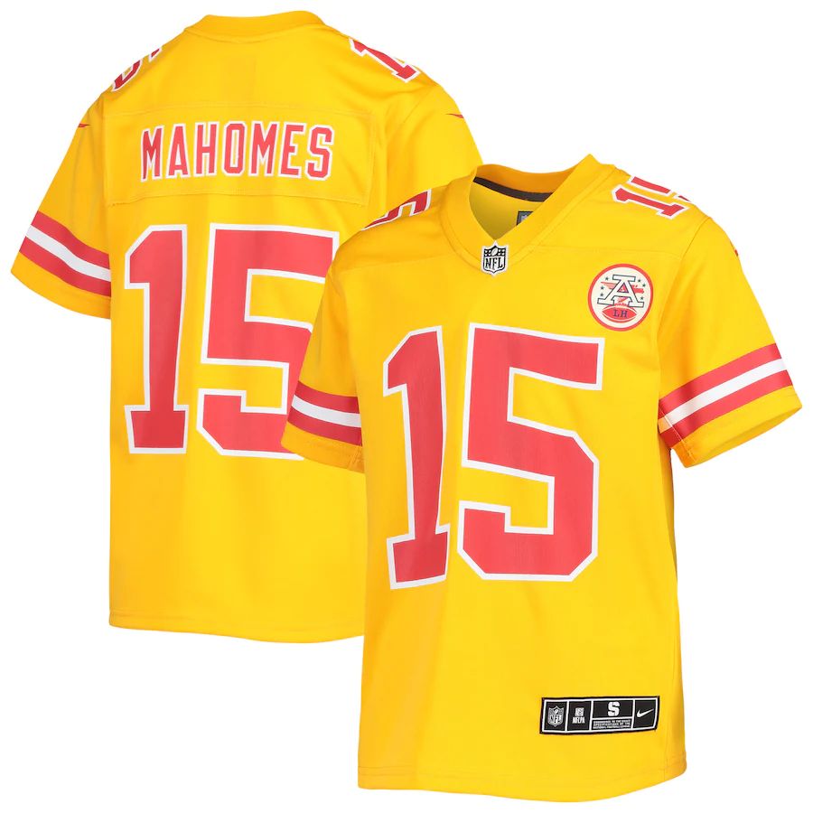 Kansas City Chiefs 15 Patrick Mahomes Youth Gold Inverted Team Game Jersey cheap jerseys for sale - CheapJerseys.Shop