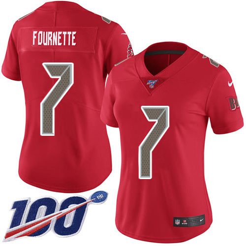 Buccaneers #7 Leonard Fournette Red Women's Stitched Limited Rush 100th Season Jersey cheap jerseys for sale - CheapJerseys.Shop