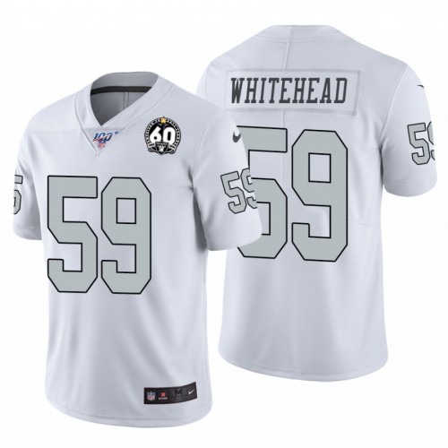 Las Vegas Raiders #59 Tahir Whitehead White 60th Anniversary Patch Men's Stitched 100 Limited Color Rush Jersey Men's cheap jerseys for sale - CheapJerseys.Shop