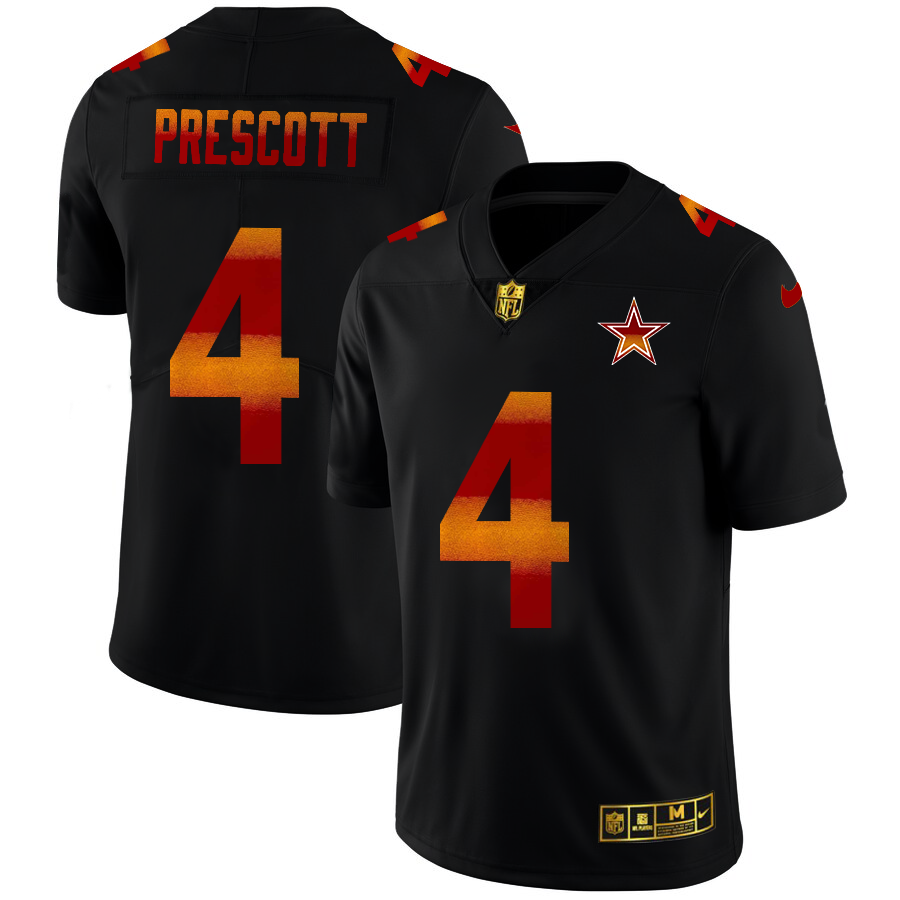 Dallas Cowboys #4 Dak Prescott Men's Black Red Orange Stripe Vapor Limited Jersey cheap jerseys for sale - CheapJerseys.Shop