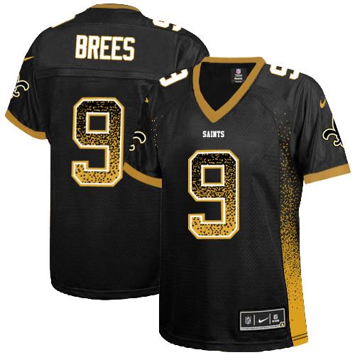 Saints #9 Drew Brees Black Team Color Women's Stitched Elite Drift Fashion Jersey cheap jerseys for sale - CheapJerseys.Shop