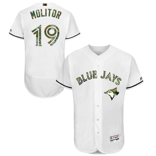 Toronto Blue Jays #19 Paul Molitor White Flexbase Authentic Collection Memorial Day Stitched Jersey Men's cheap jerseys for sale - CheapJerseys.Shop