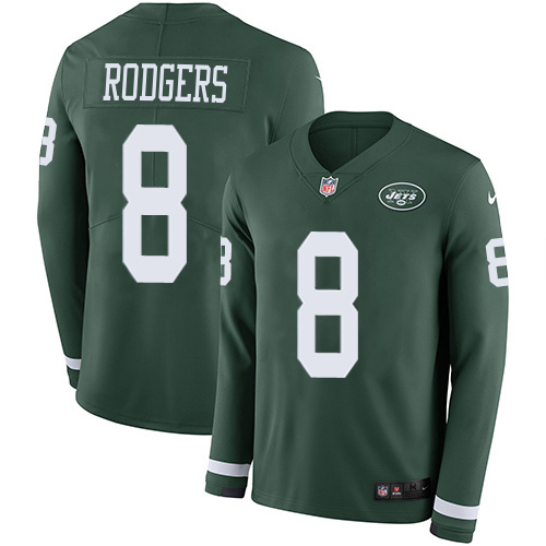 Jets #8 Aaron Rodgers Green Team Color Youth Stitched Limited Therma Long Sleeve Jersey cheap jerseys for sale - CheapJerseys.Shop