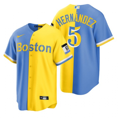 Boston Boston Red Sox #5 Kike Hernandez Blue Gold Men's 2022 City Connect Game Jersey Men's cheap jerseys for sale - CheapJerseys.Shop