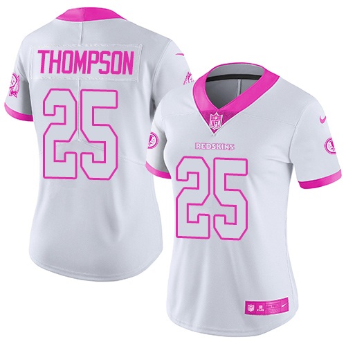 Washington Commanders #25 Chris Thompson White/Pink Women's Stitched Limited Rush Fashion Jersey Womens cheap jerseys for sale - CheapJerseys.Shop