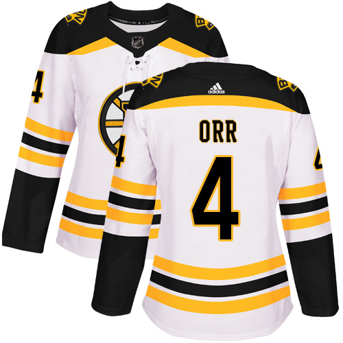 Boston Bruins #4 Bobby Orr White Road Authentic Women's Stitched Jersey Womens cheap jerseys for sale - CheapJerseys.Shop