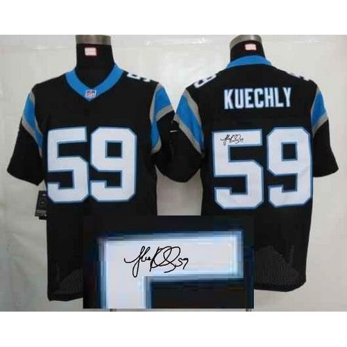 Carolina Panthers #59 Luke Kuechly Black Team Color Men's Stitched Elite Autographed Jersey Men's cheap jerseys for sale - CheapJerseys.Shop
