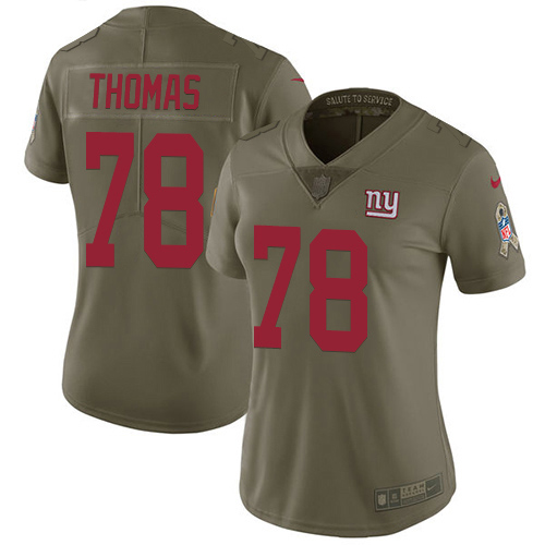 New York Giants #78 Andrew Thomas Olive Women's Stitched Limited 2017 Salute To Service Jersey Womens cheap jerseys for sale - CheapJerseys.Shop