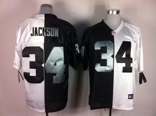 Raiders #34 Bo Jackson White/Black Men's Stitched Elite Split Jersey cheap jerseys for sale - CheapJerseys.Shop