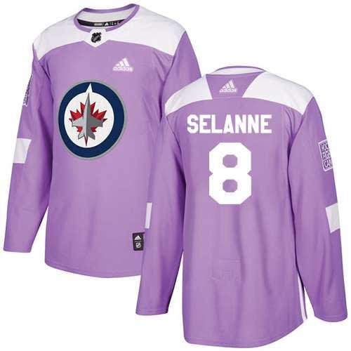 Winnipeg Jets #8 Teemu Selanne Purple Authentic Fights Cancer Stitched Jersey Men's cheap jerseys for sale - CheapJerseys.Shop