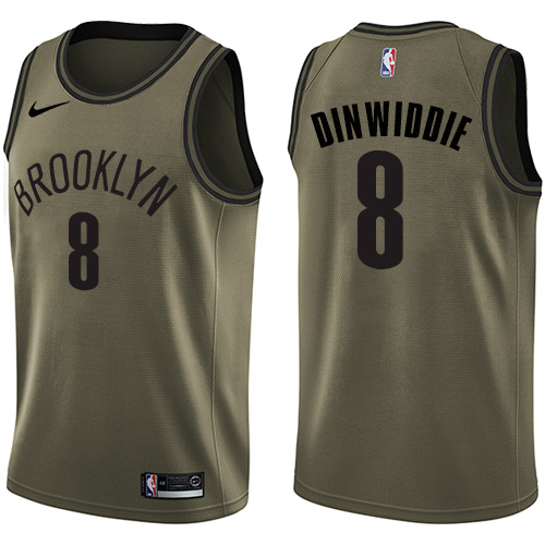 Brooklyn Nets #8 Spencer Dinwiddie Green Swingman Salute to Service Jersey Mens cheap jerseys for sale - CheapJerseys.Shop